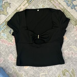 SHEIN Black Cut-Out Crop Top